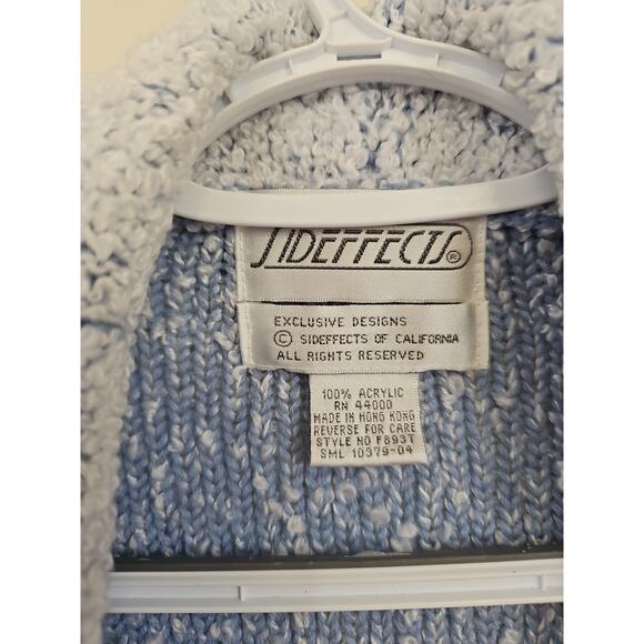 Vintage Sideffects Womens Cardigan Sweater Boucle Nuuby Open Front Blue Size S - Picture 3 of 7